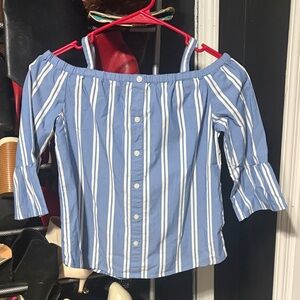 Abercrombie Kids Blue and White Striped Blouse